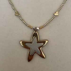 HAND CRAFTED BEADED CHOKER Silver Gold Star Pendant Gold Hearts Silver Charm